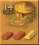 14 points for 2 bricks and 1 gold