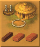 11 points for 1 wood and 2 bricks