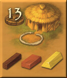 13 points for 1 wood and 1 brick and 1 gold